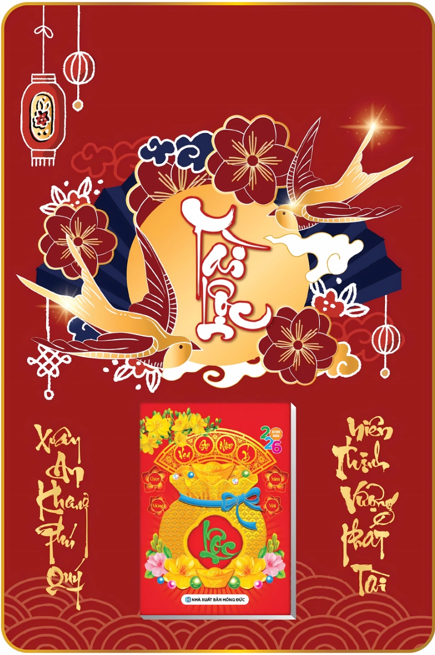 Mẫu Chữ Tài Lộc - Lịch Treo Tường Laminate Tráng Gương 2026 (40x60 cm)