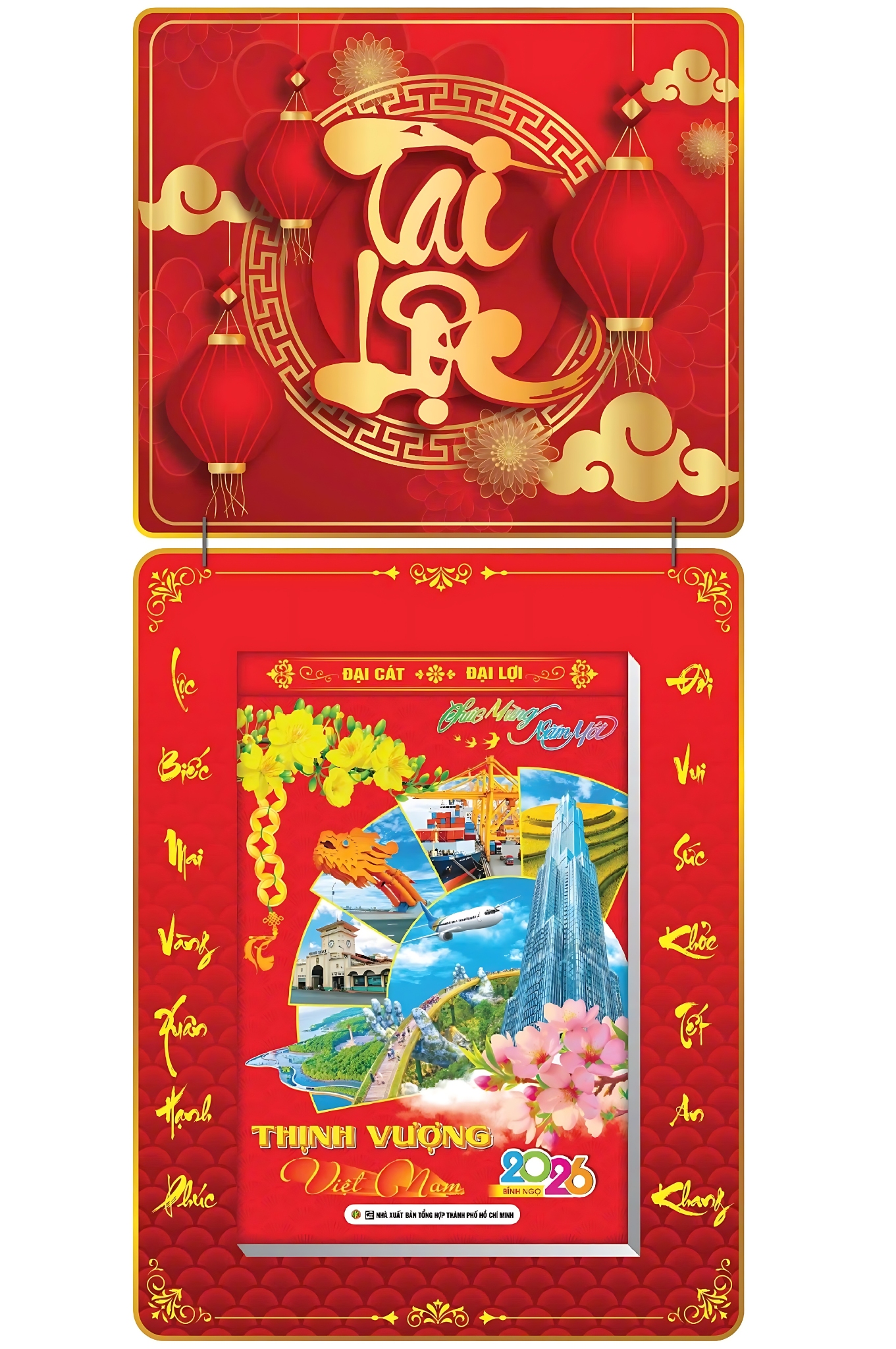 Lịch Bloc 2026 (20x30 cm) Siêu Đại - Chữ Tài Lộc Trọn Bộ Đầu Treo Laminate