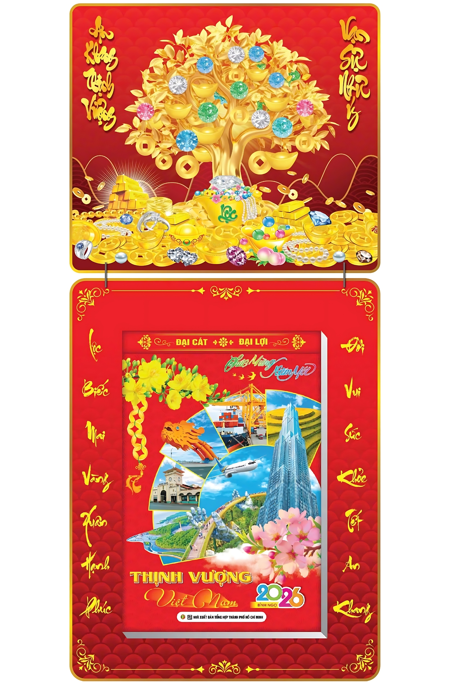 Lịch Bloc 2026 (20x30 cm) Siêu Đại - Cây Tiền Tài Lộc Trọn Bộ Đầu Treo Laminate
