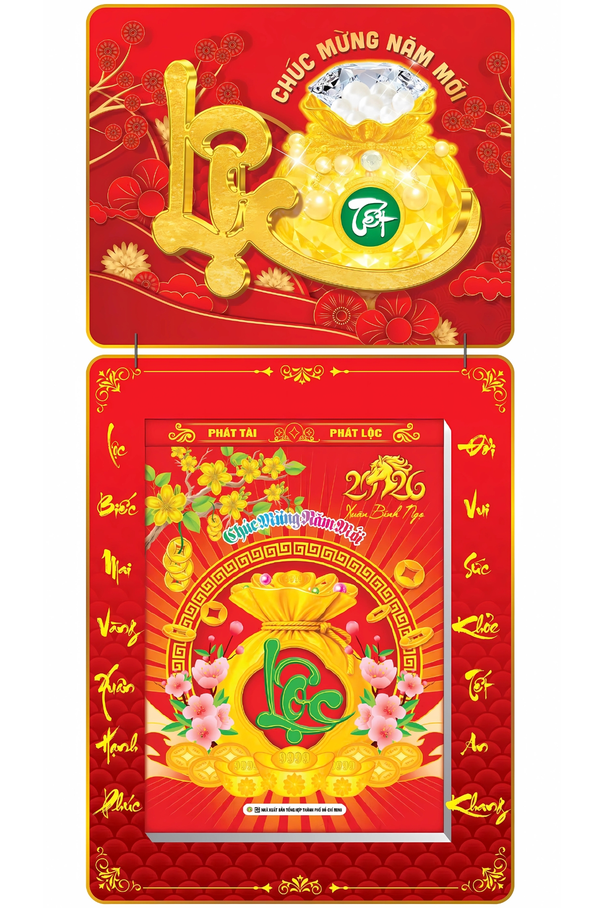  Lịch Bloc 2026 (25x35 cm) Cực Đại - Túi Tiền Trọn Bộ Đầu Treo Laminate
