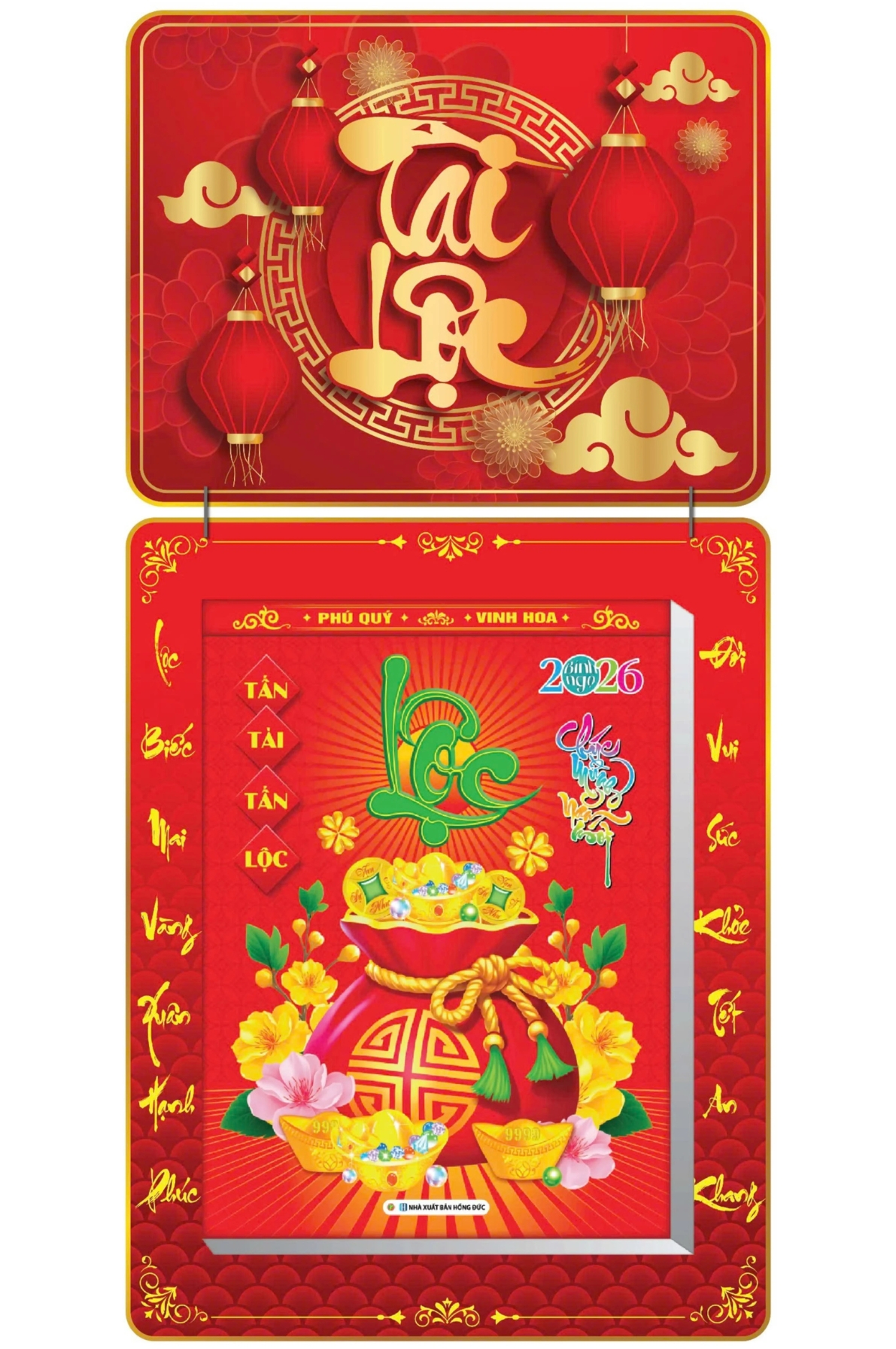Lịch Bloc 2026 (30x40 cm) Siêu Cực Đại - Chữ Tài Lộc Trọn Bộ Đầu Treo Laminate