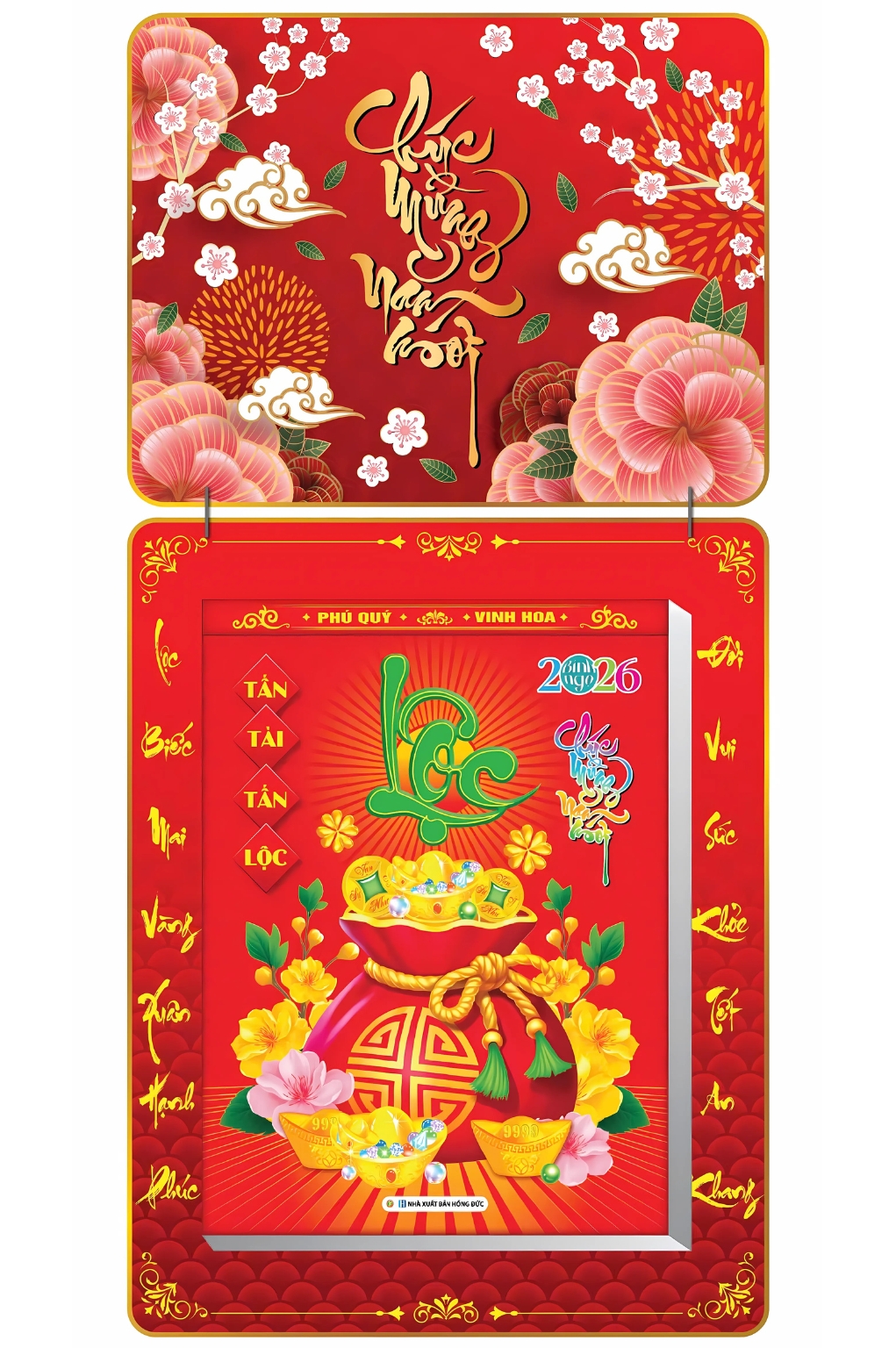 Lịch Bloc 2026 (30x40 cm) Siêu Cực Đại - Chúc Mừng Năm Mới Trọn Bộ Đầu Treo Laminate
