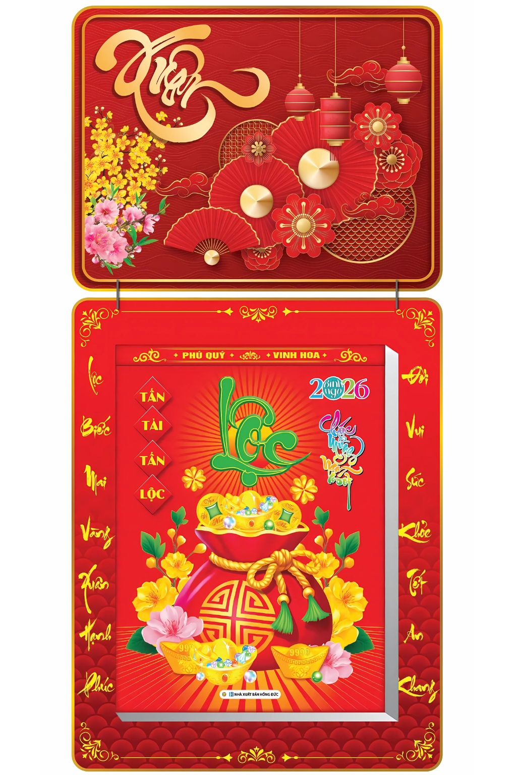 Lịch Bloc 2026 (30x40 cm) Siêu Cực Đại - Chữ Xuân Trọn Bộ Đầu Treo Laminate