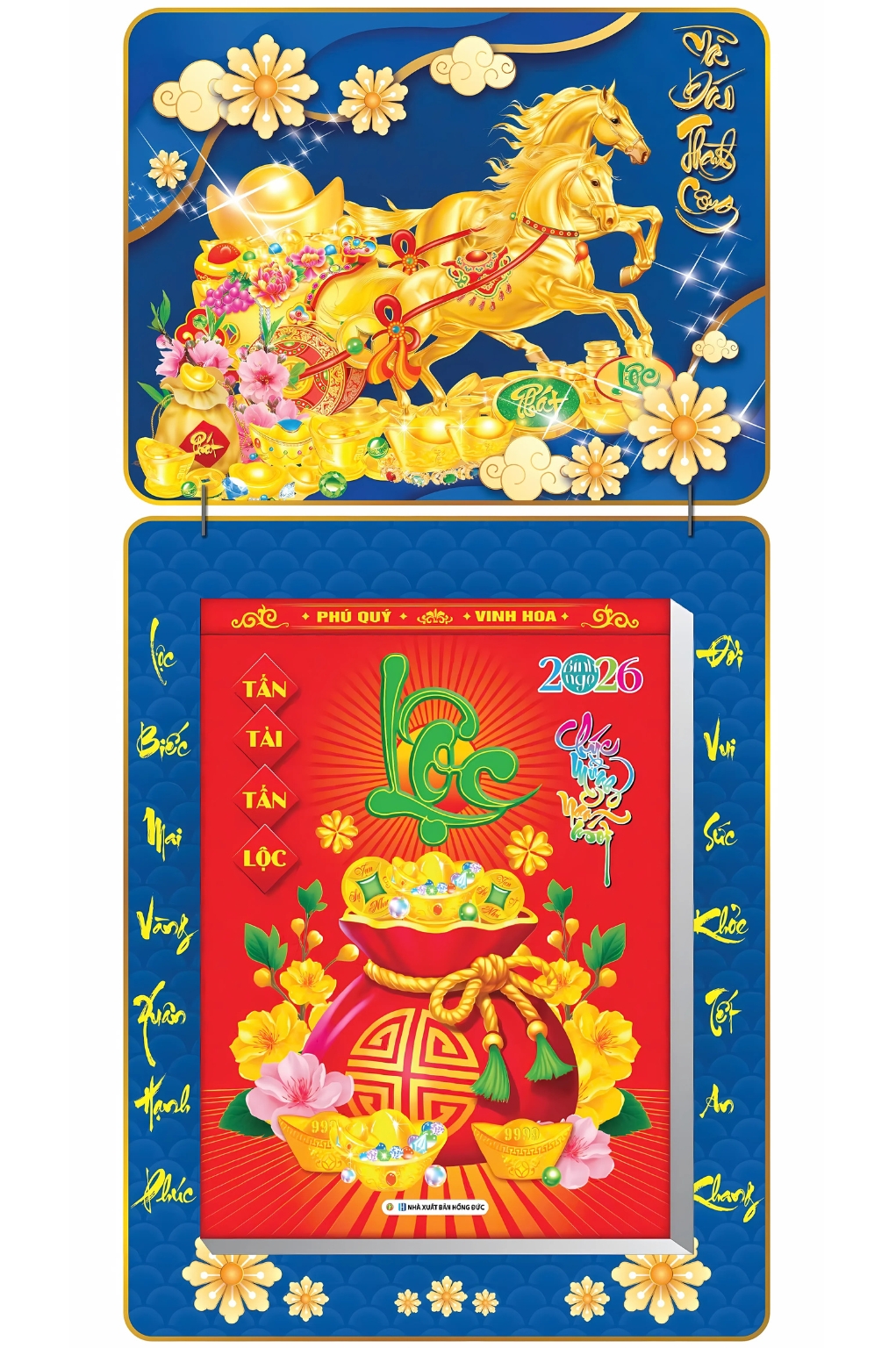 Lịch Bloc 2026 (30x40 cm) Siêu Cực Đại - Mã Đáo Thành Công 01 Trọn Bộ Đầu Treo Laminate