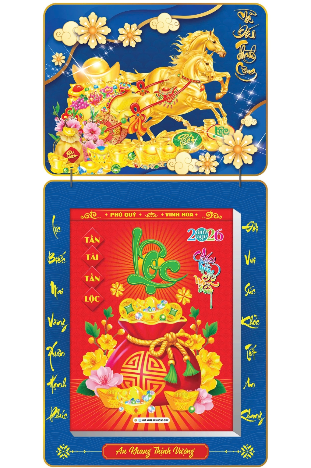 Lịch Bloc 2026 (30x40 cm) Siêu Cực Đại - Mã Đáo Thành Công 01 Trọn Bộ Đầu Treo Laminate