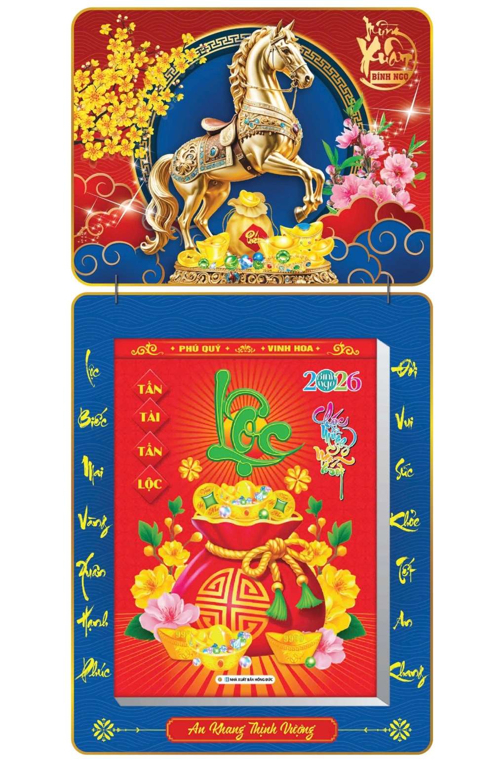 Lịch Bloc 2026 (30x40 cm) Siêu Cực Đại - Mã Đáo Thành Công 02 Trọn Bộ Đầu Treo Laminate