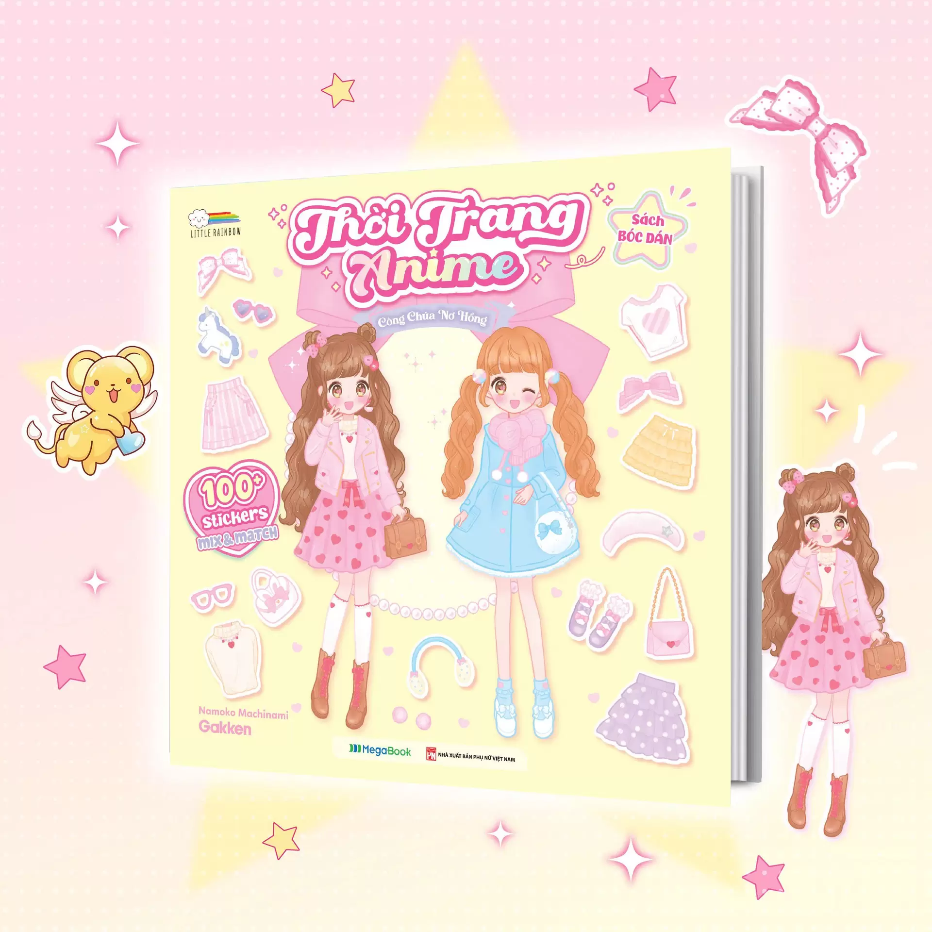 Thời Trang Anime - Công Chúa Nơ Hồng (100+ Stickers Dễ Thương) - Sách Bóc Dán Sticker Thời Trang Cho Bé Gái