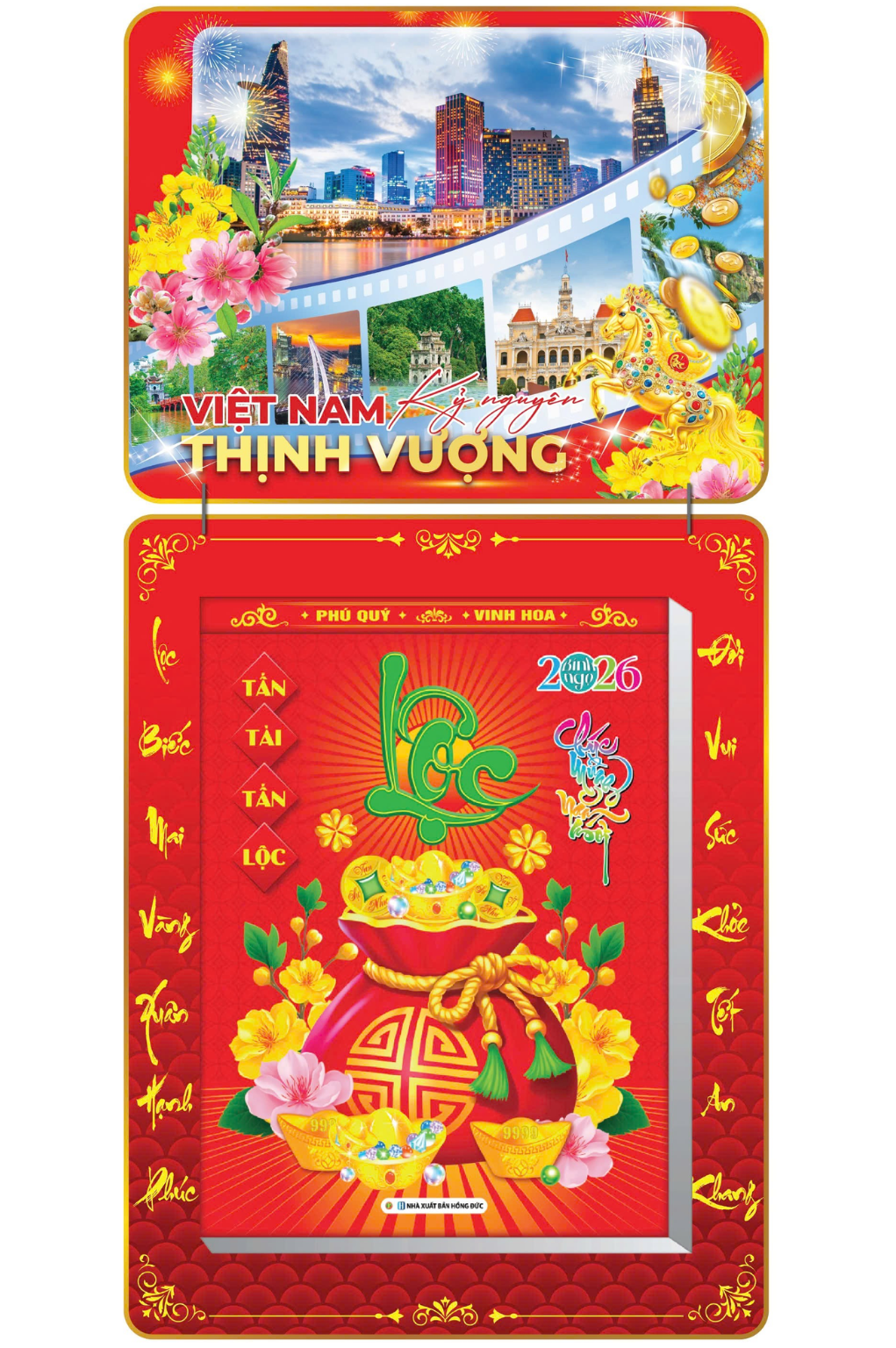Lịch Bloc 2026 (30x40 cm) Siêu Cực Đại - Việt Nam Kỷ Nguyên Thịnh Vượng Trọn Bộ Đầu Treo Laminate