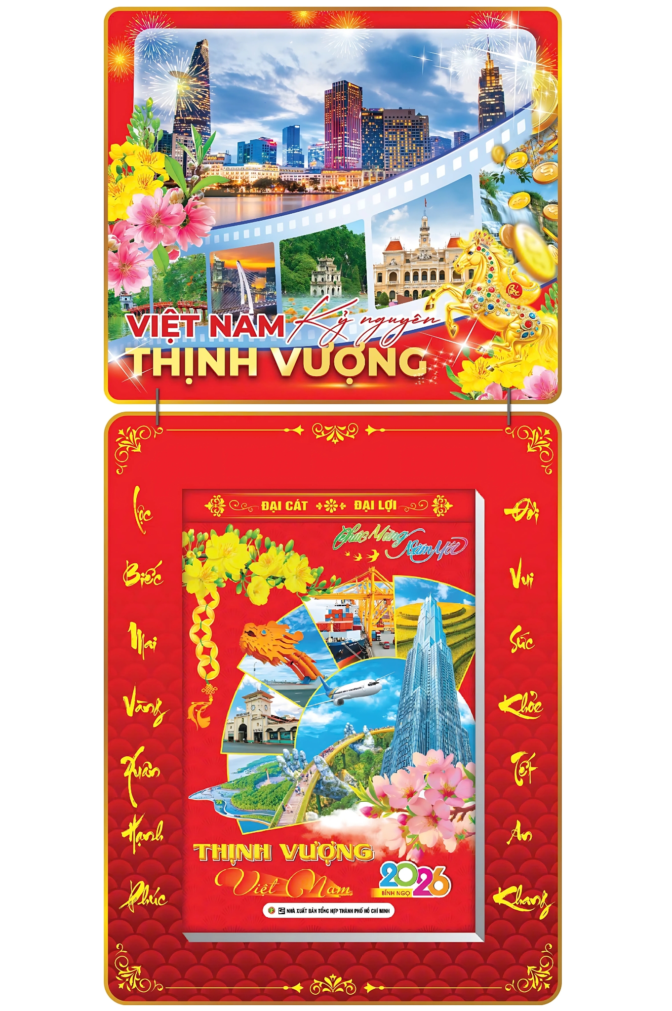 Lịch Bloc 2026 (20x30 cm) Siêu Đại - Việt Nam Kỷ Nguyên Thịnh Vượng Trọn Bộ Đầu Treo Laminate 