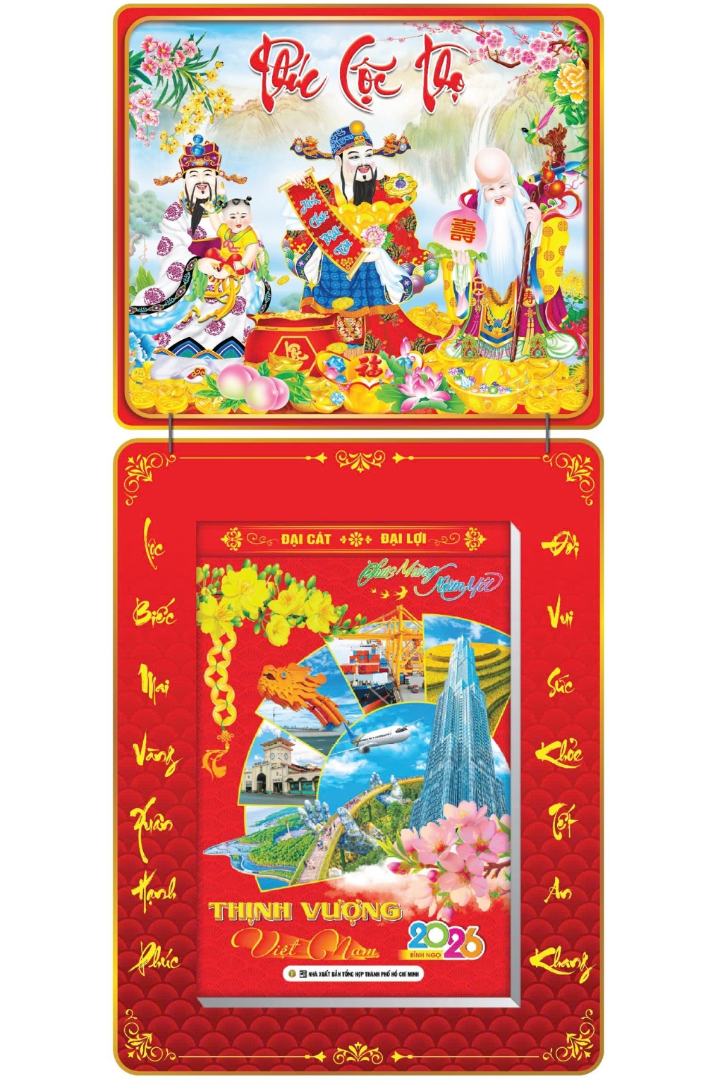 Lịch Bloc 2026 (20x30 cm) Siêu Đại - Phúc Lộc Thọ Trọn Bộ Đầu Treo Laminate 