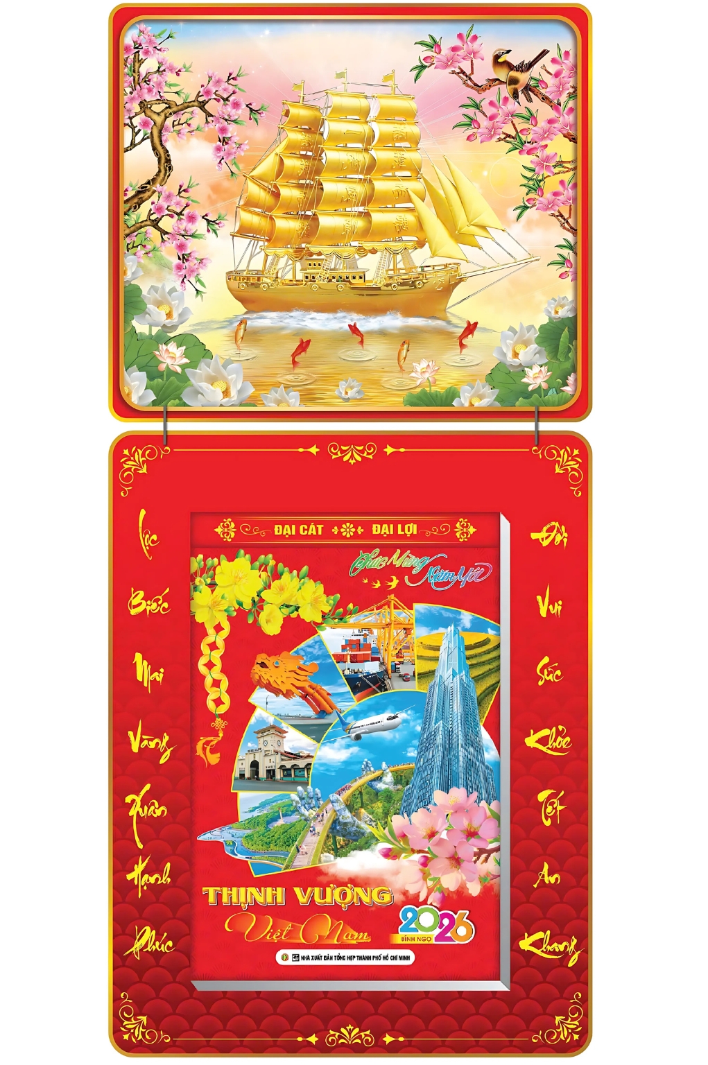 Lịch Bloc 2026 (20x30 cm) Siêu Đại - Thuận Buồm Xuôi Gió Trọn Bộ Đầu Treo Laminate 