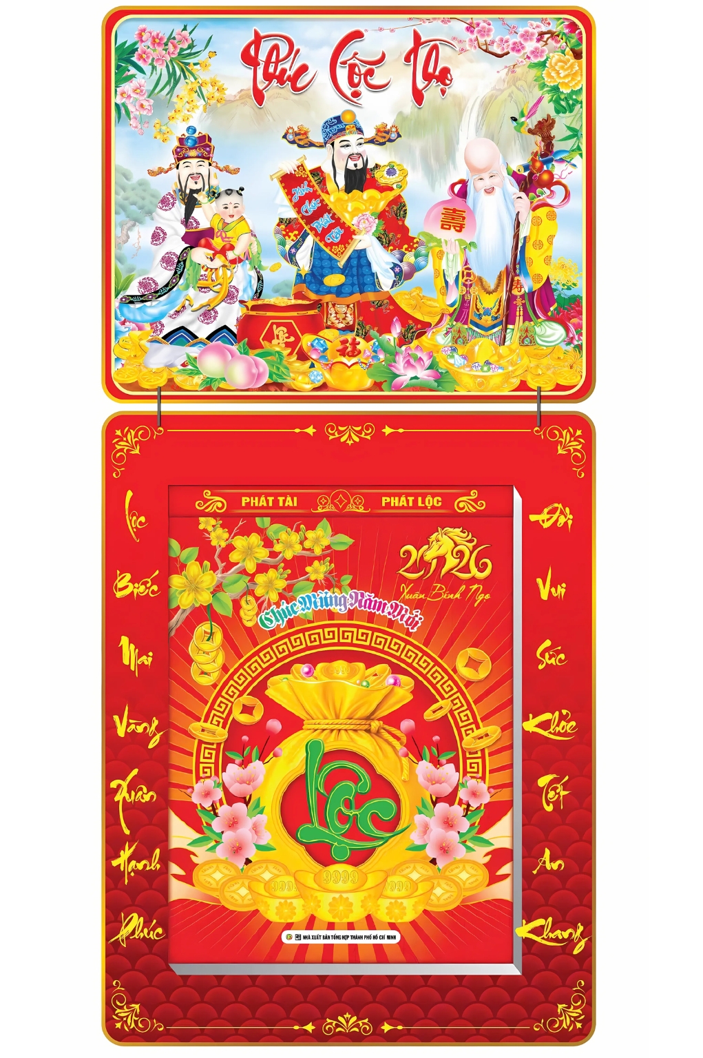 Lịch Bloc 2026 (25x35 cm) Cực Đại - Phúc Lộc Thọ Trọn Bộ Đầu Treo Laminate