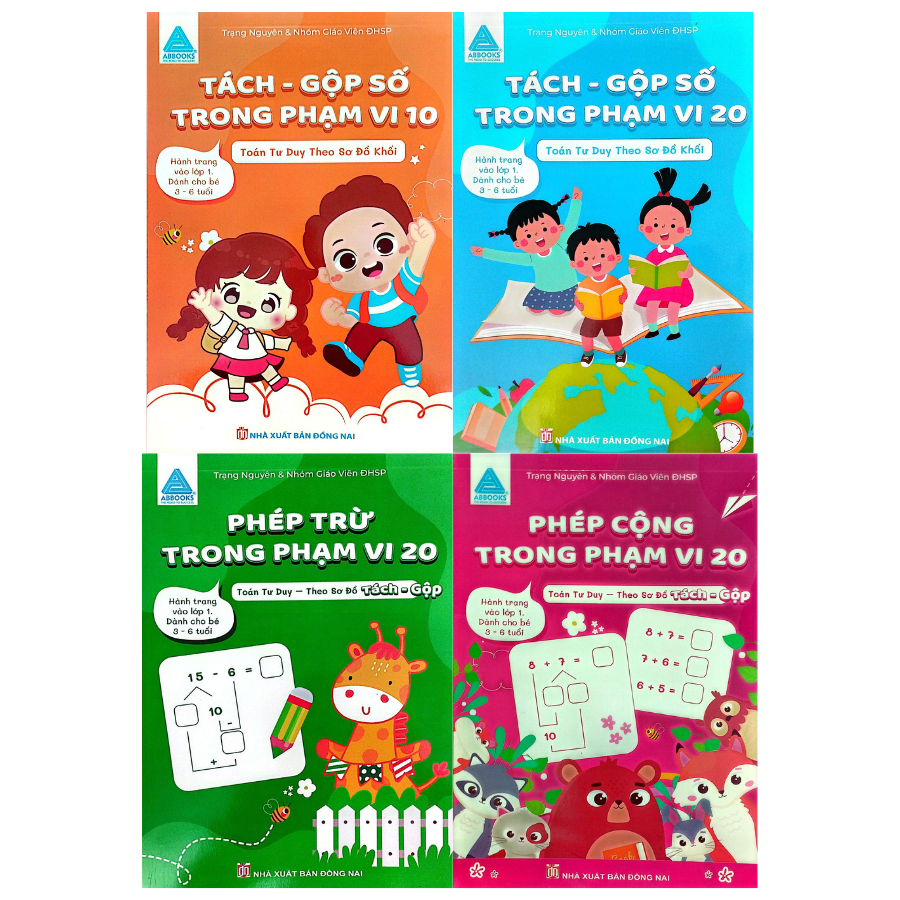 Combo Toán Tư Duy Cho Bé 3-6 Tuổi - Bộ 4 Cuốn Cộng Trừ Tách Gộp Số