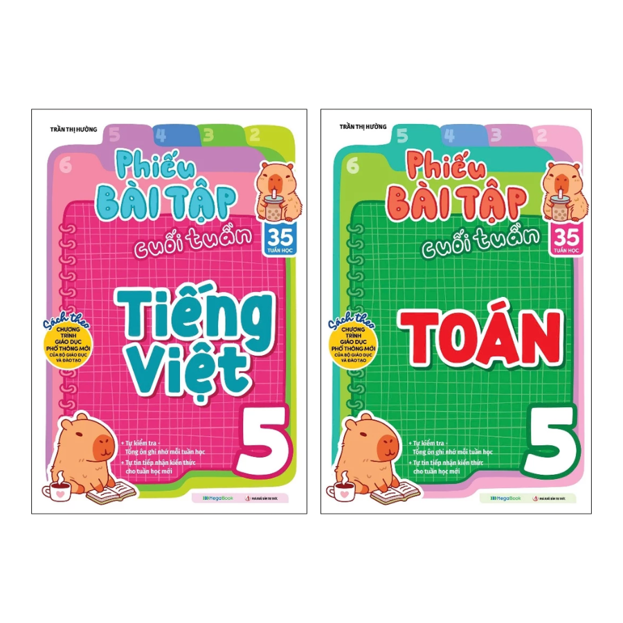 Combo Phiếu Bài Tập Cuối Tuần Toán + Tiếng Việt Lớp 5 (35 Tuần Học) (Bộ 2 Cuốn)