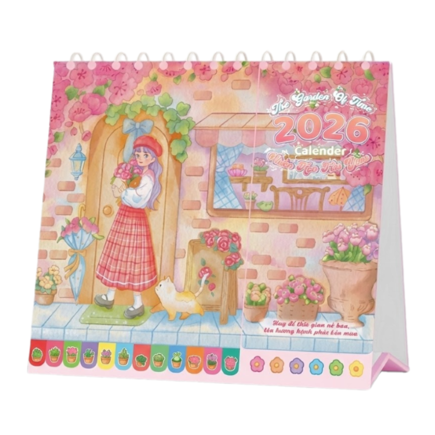 Lịch Để Bàn 2026 Tô Màu - The Garden Of Time - Vườn Hoa Thời Gian