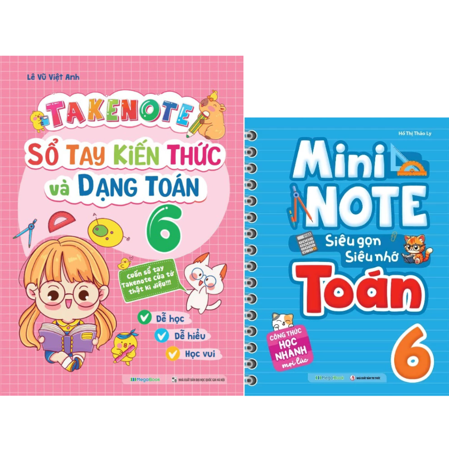 Combo Takenote - Sổ Tay Kiến Thức Và Dạng Toán + Mininote - Siêu Gọn, Siêu Nhớ Toán Lớp 6 (Bộ 2 Cuốn)
