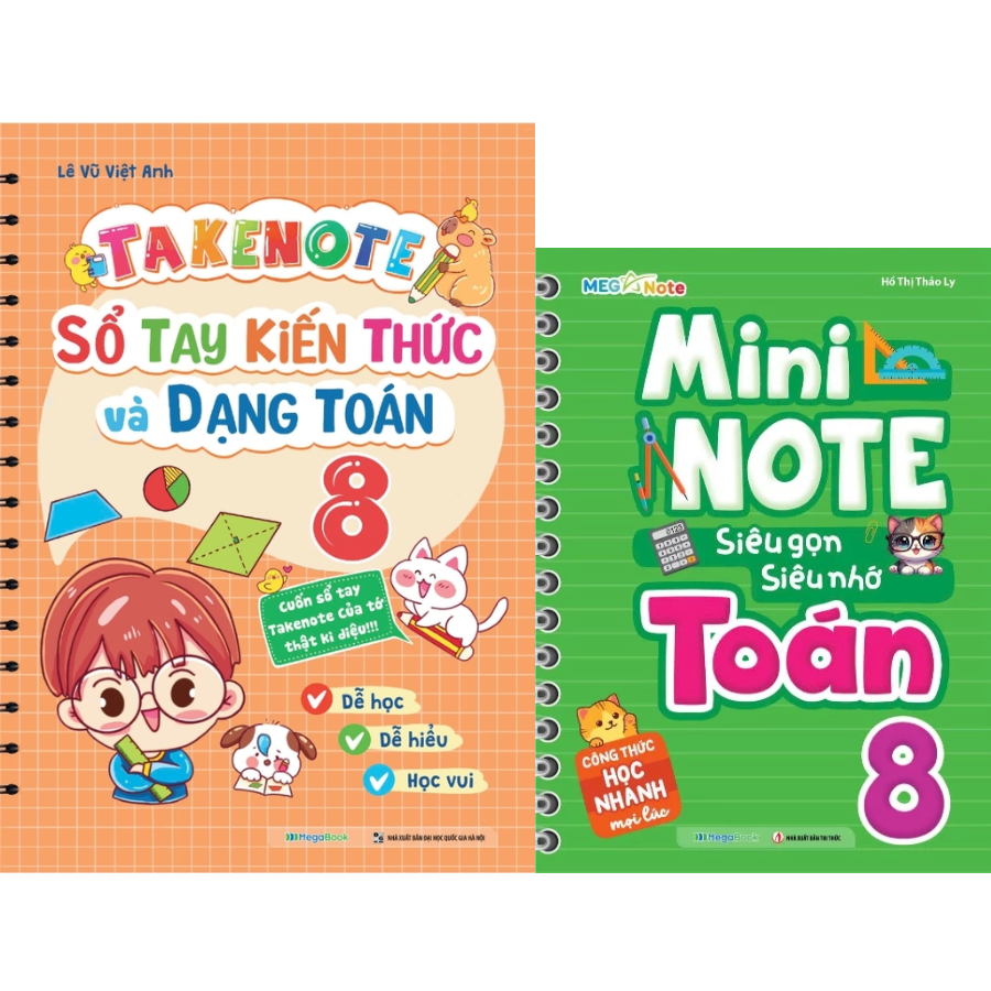 Combo Takenote - Sổ Tay Kiến Thức Và Dạng Toán + Mininote - Siêu Gọn, Siêu Nhớ Toán Lớp 8 (Bộ 2 Cuốn)