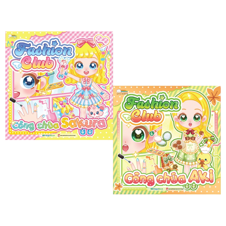 Combo Fashion Club - C&ocirc;ng Ch&uacute;a Aki + C&ocirc;ng Ch&uacute;a Sakura (Đồ Chơi B&oacute;c D&aacute;n 400+ Sticker Cho B&eacute;) (Bộ 2 Cuốn)