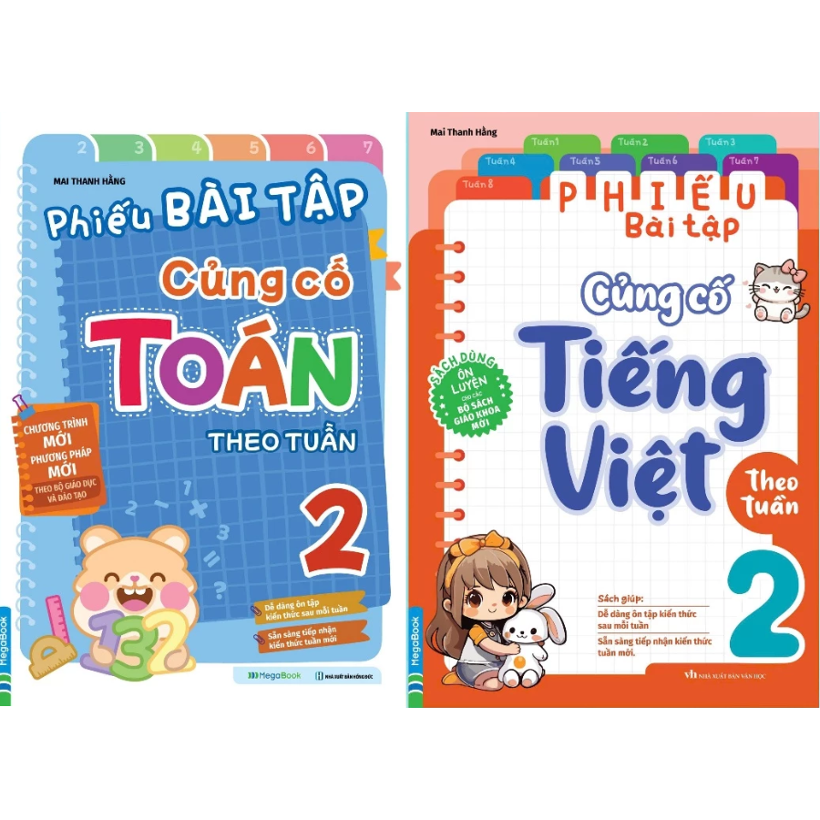 Phiếu B&agrave;i Tập Củng Cố To&aacute;n + Tiếng Việt Theo Tuần Lớp 2