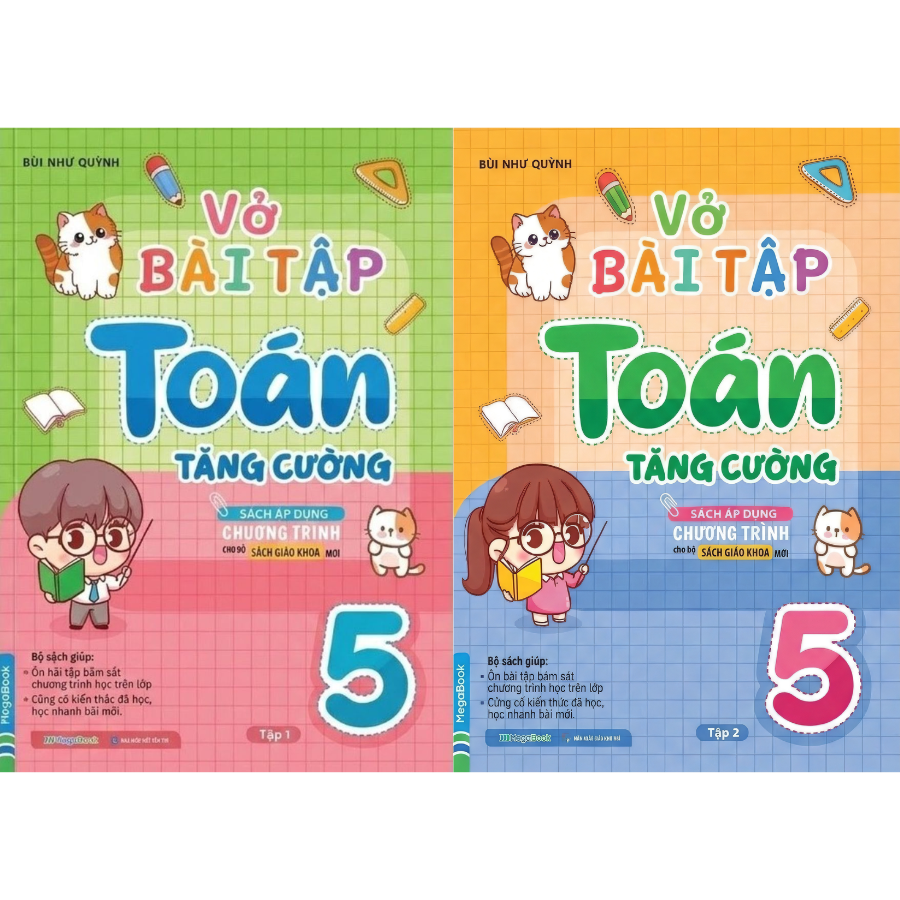 Combo Vở B&agrave;i Tập To&aacute;n Tăng Cường Lớp 5 Tập 1 + Tập 2 (Bộ 2 Cuốn)