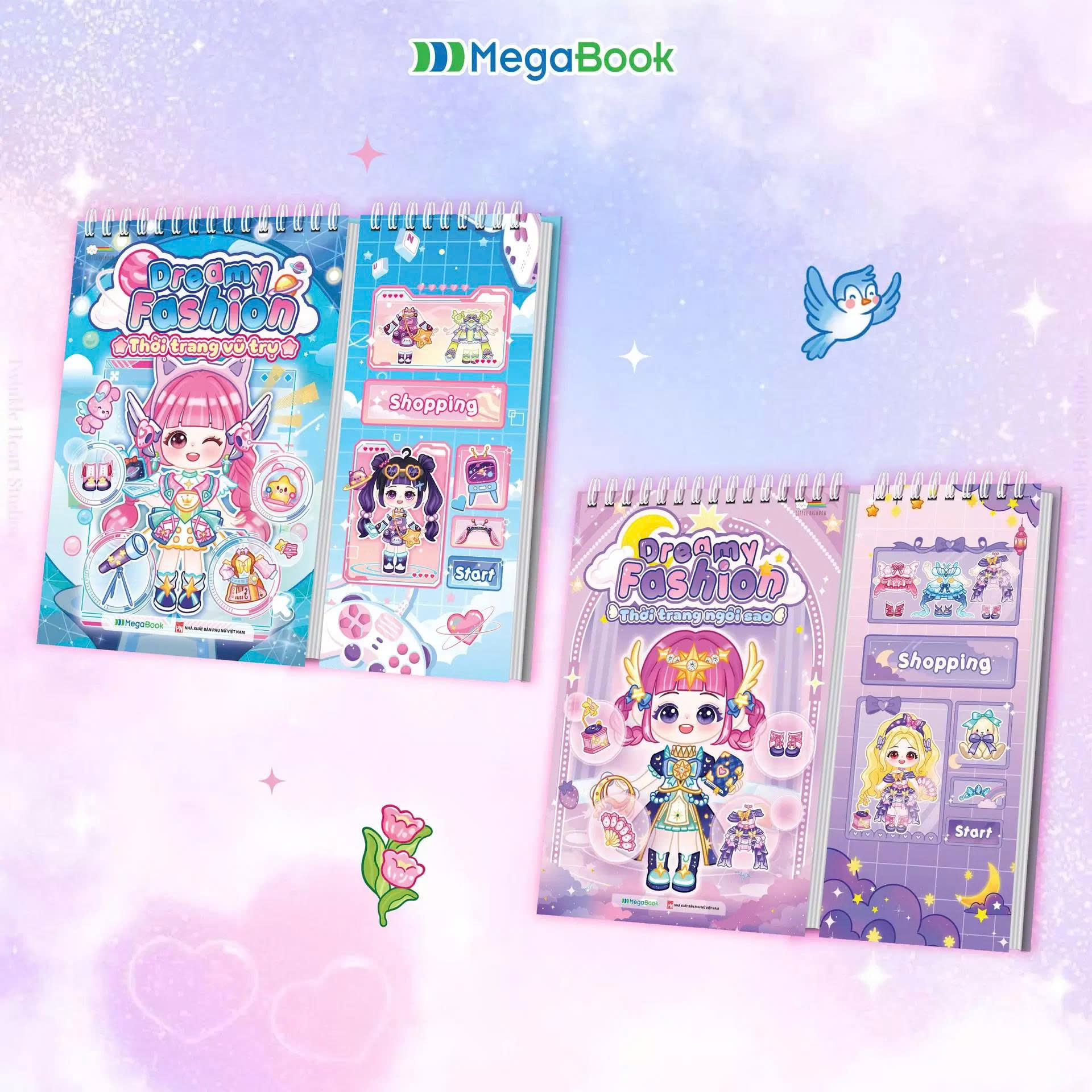 Combo 2 cuốn Dreamy Fashion (B&oacute;c d&aacute;n hơn 360+ sticker s&aacute;ng tạo cho b&eacute; g&aacute;i)