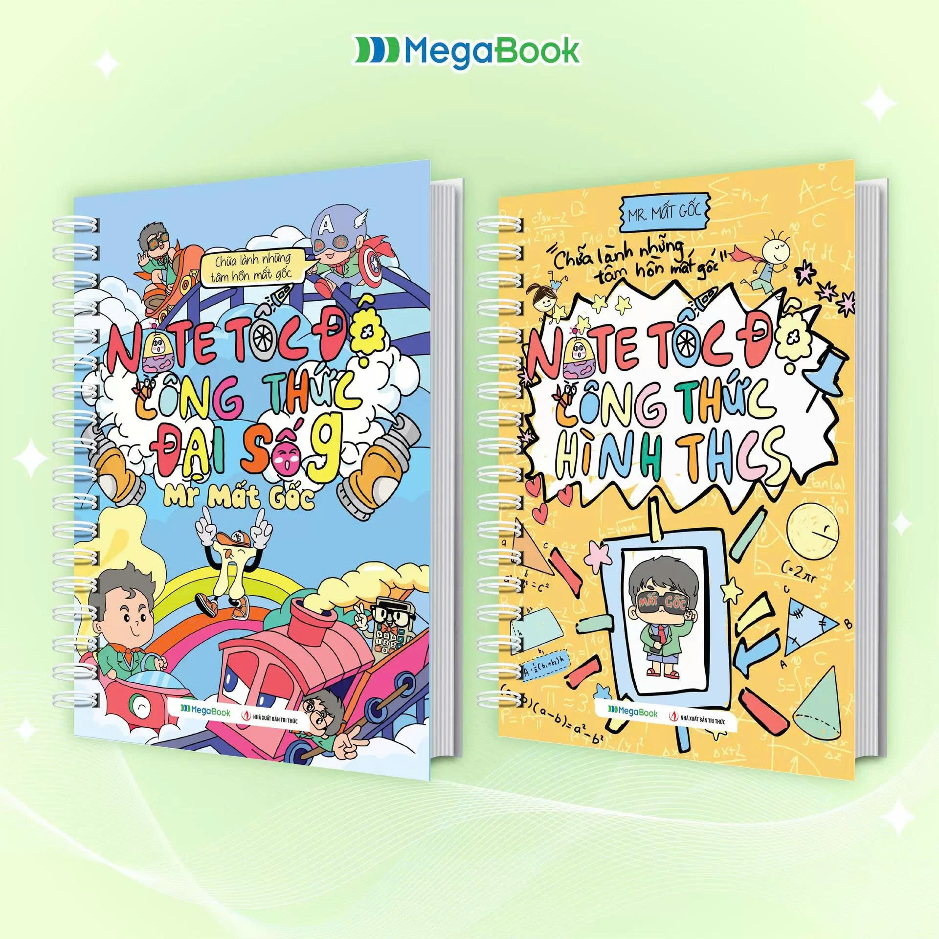 Combo 2 Cuốn Note Tốc Độ - C&ocirc;ng Thức Đại Số, H&igrave;nh Học Lớp 9 - Mr Mất Gốc
