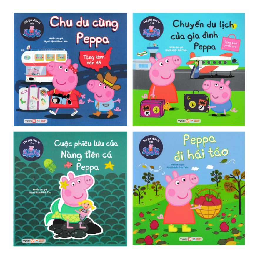 Combo Thế Giới Diệu K&igrave; Của Peppa Pig CHU DU + DU LỊCH + PHI&Ecirc;U LƯU + H&Aacute;I T&Aacute;O