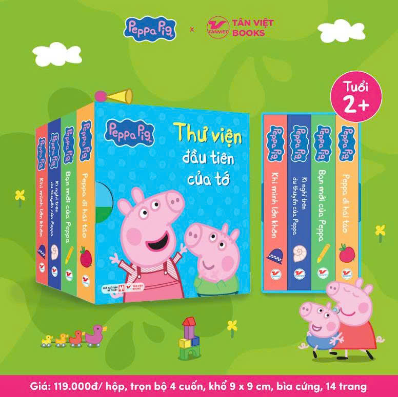 Bộ Hộp Peppa Pig: Thư Viện Đầu Ti&ecirc;n Của Tớ - S&aacute;ch Tranh Tập Đọc 2+