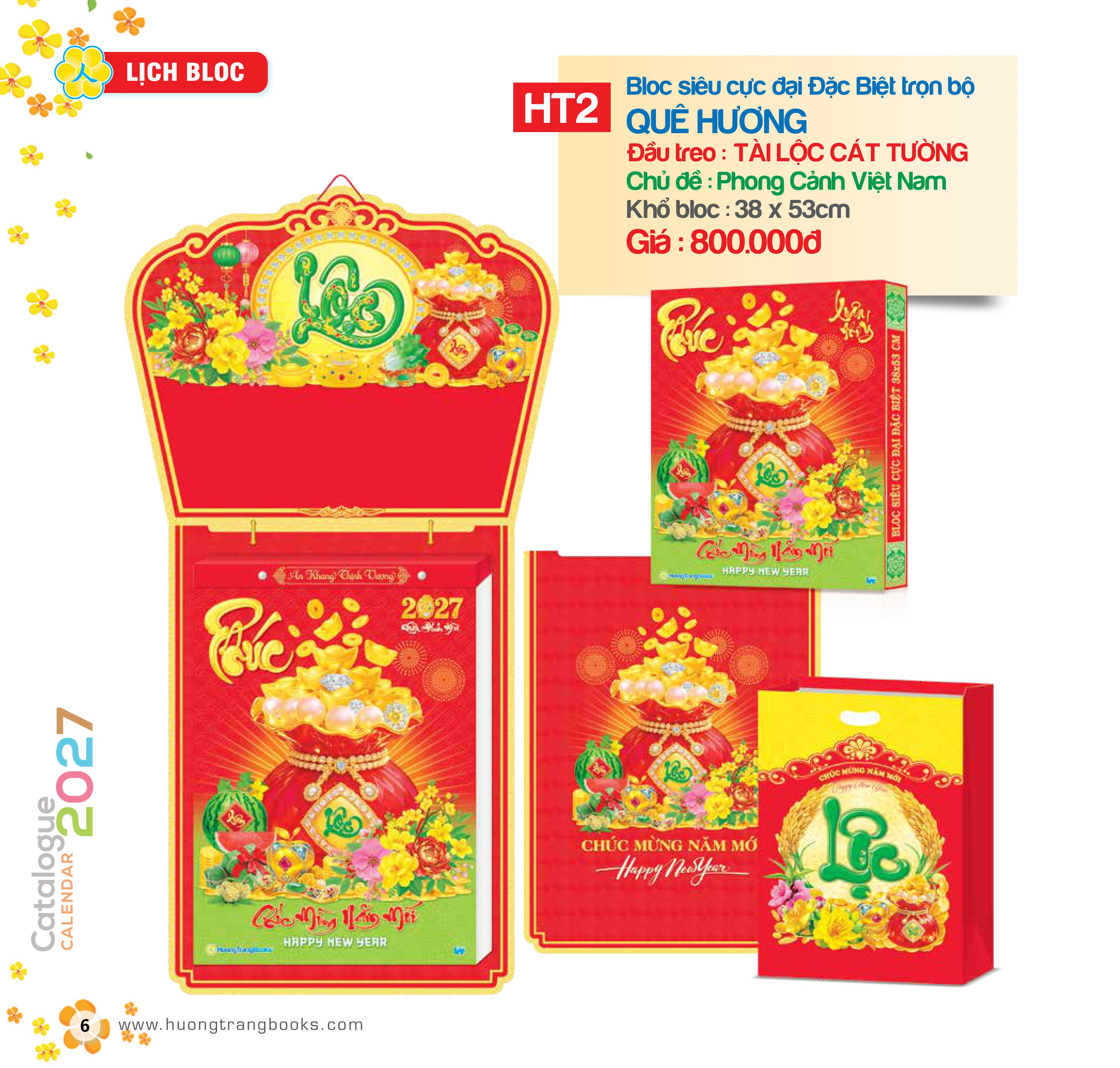 Lịch Bloc Si&ecirc;u Cực Đại 2027 Đinh M&ugrave;i - Qu&ecirc; Hương (38x53 cm) - Mẫu NSHT2
