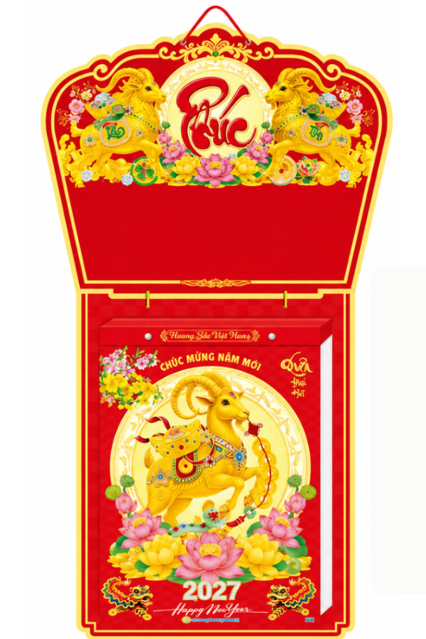 Lịch Bloc Si&ecirc;u Cực Đại 2027 Đinh M&ugrave;i - Hương Sắc Việt Nam (29x41 cm) - Mẫu NSHT3