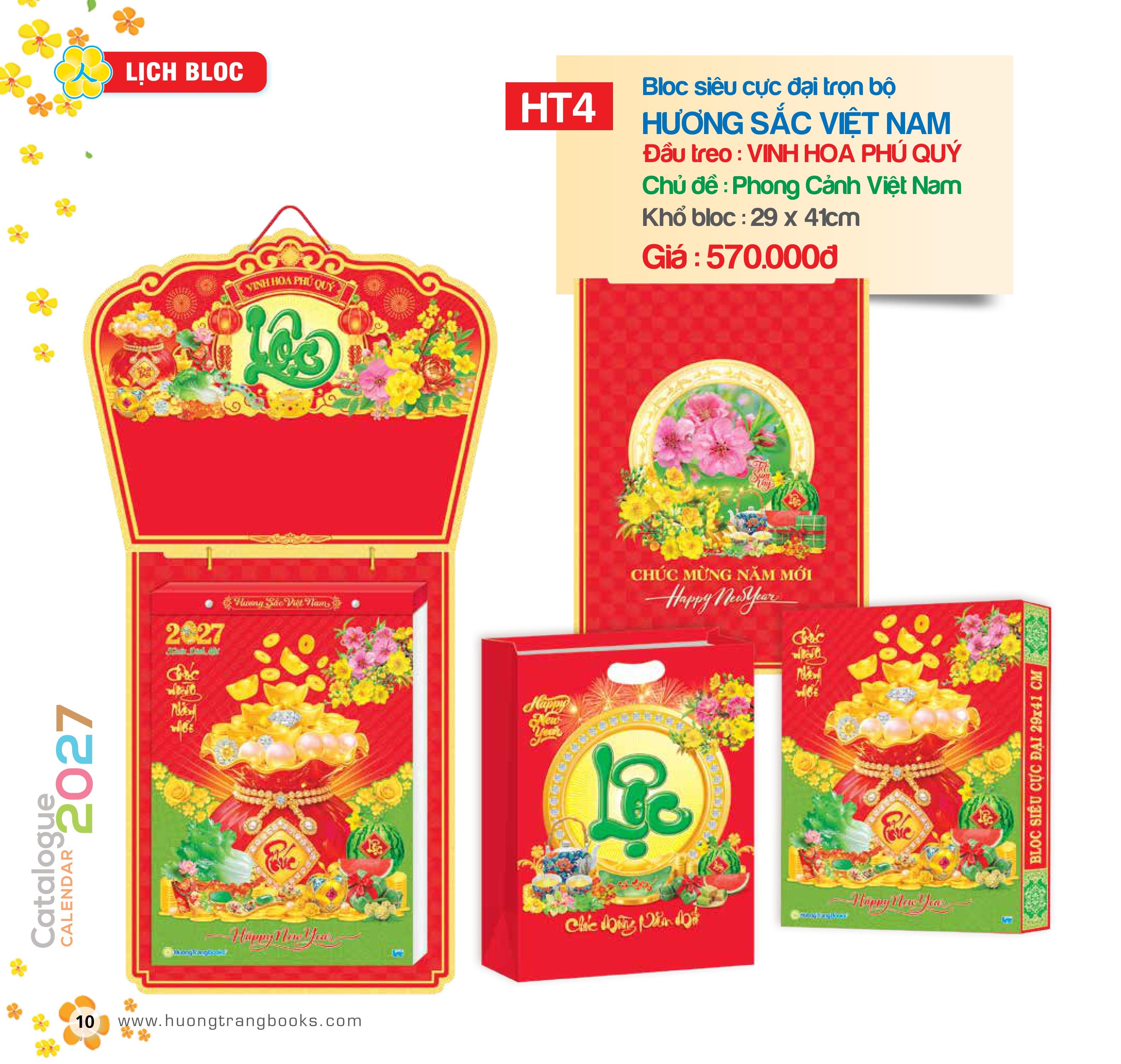 Lịch Bloc Si&ecirc;u Cực Đại 2027 Đinh M&ugrave;i - Hương Sắc Việt Nam (29x41 cm) - Mẫu NSHT4