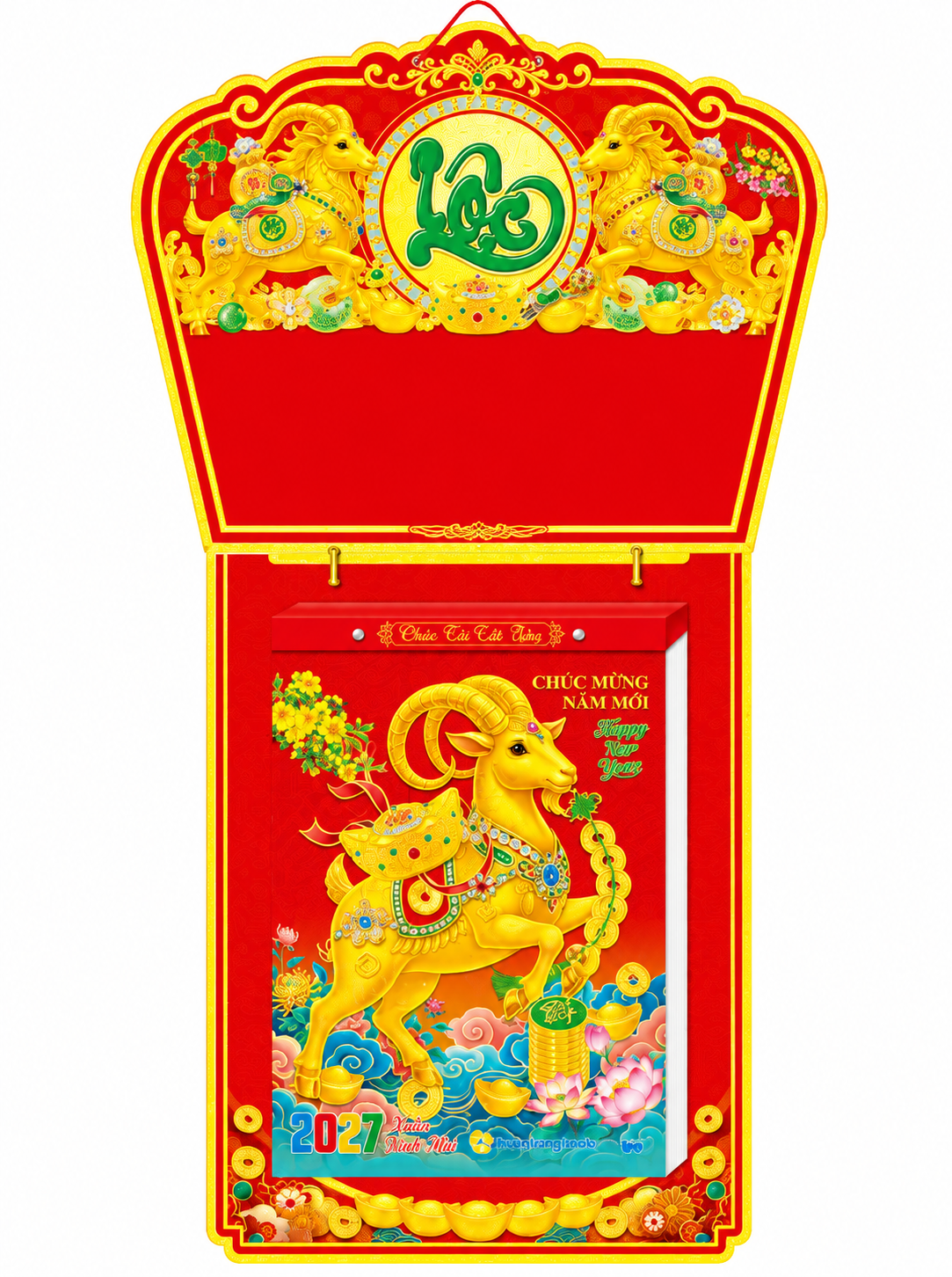 Lịch Bloc Cực Đại 2027 Đinh M&ugrave;i - Chi&ecirc;u T&agrave;i Tấn Bảo (25x35 cm) - Mẫu NSHT6