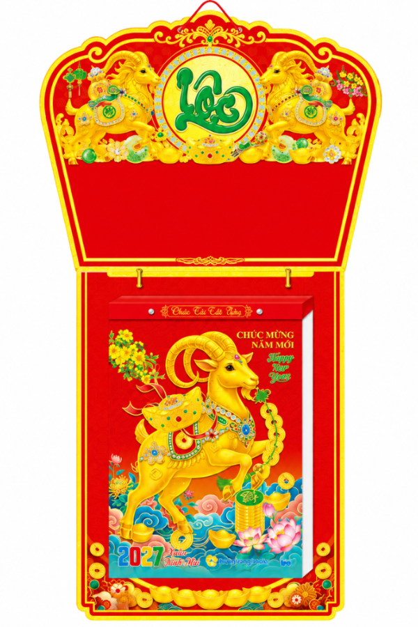 Lịch Bloc Cực Đại 2027 Đinh M&ugrave;i - Chi&ecirc;u T&agrave;i Tấn Bảo (25x35 cm) - Mẫu NSHT6