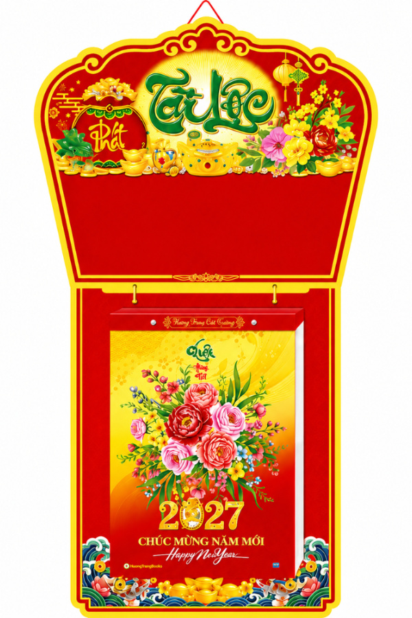 Lịch Bloc Si&ecirc;u Đại 2027 Đinh M&ugrave;i - Hồng Ph&uacute;c C&aacute;t Tường (20x30 cm) - Mẫu NSHT9