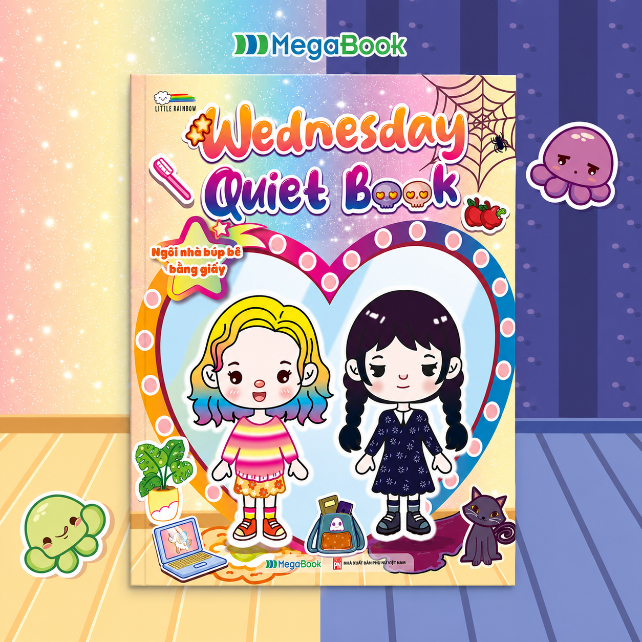 Wednesday Quiet Book - Ng&ocirc;i Nh&agrave; B&uacute;p B&ecirc; Bằng Giấy (B&oacute;c D&aacute;n 3D Hơn 200+ Sticker S&aacute;ng Tạo Cho B&eacute;)