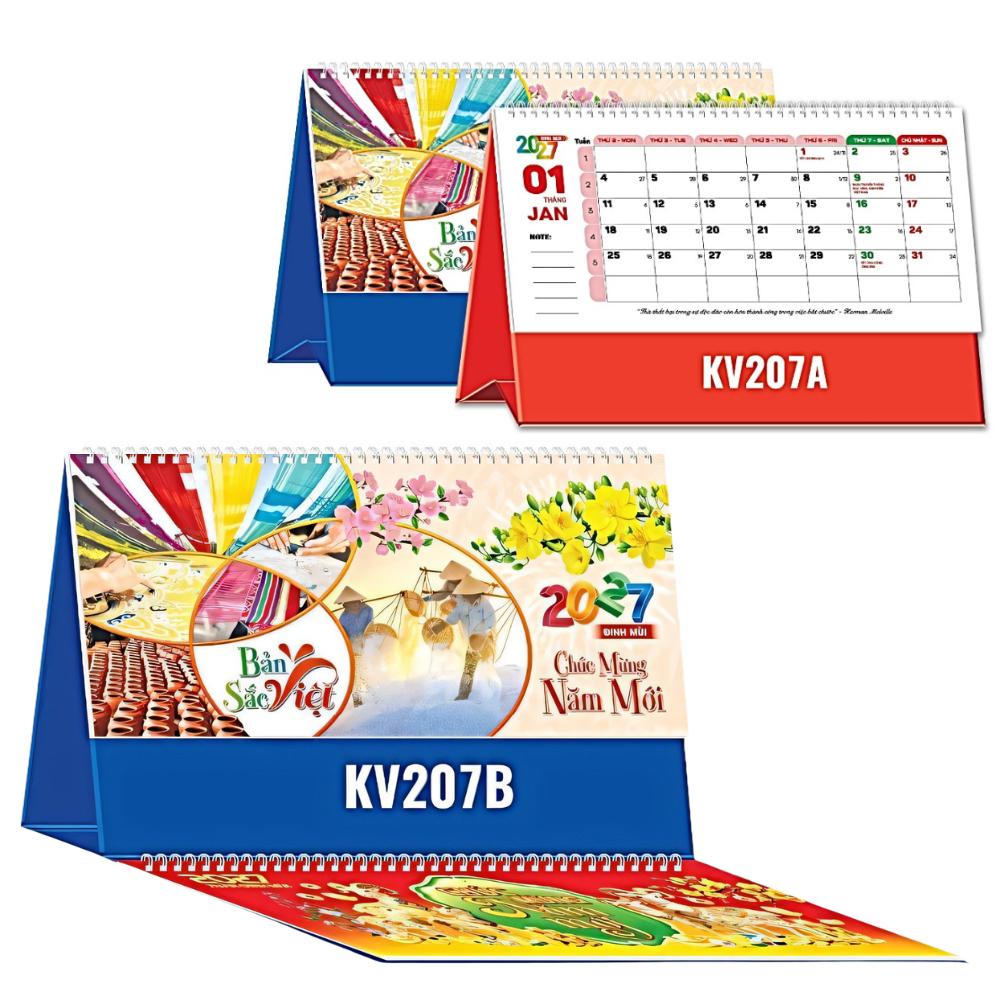 Lịch Để B&agrave;n 2027 (25x12 cm) - Bản Sắc Việt - Mẫu NSKV207