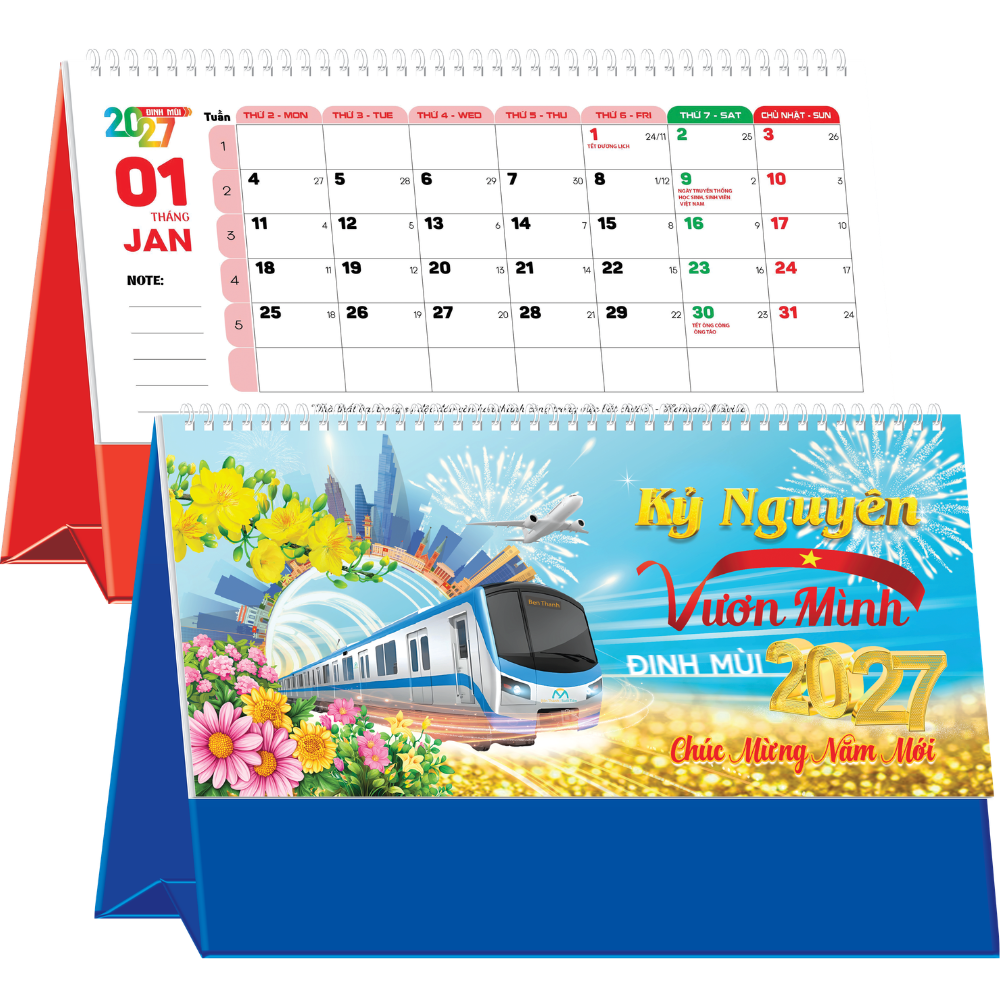 Lịch Để B&agrave;n 2027 (25x12 cm) - Kỷ Nguy&ecirc;n Vươn Minh - Mẫu NSKV216
