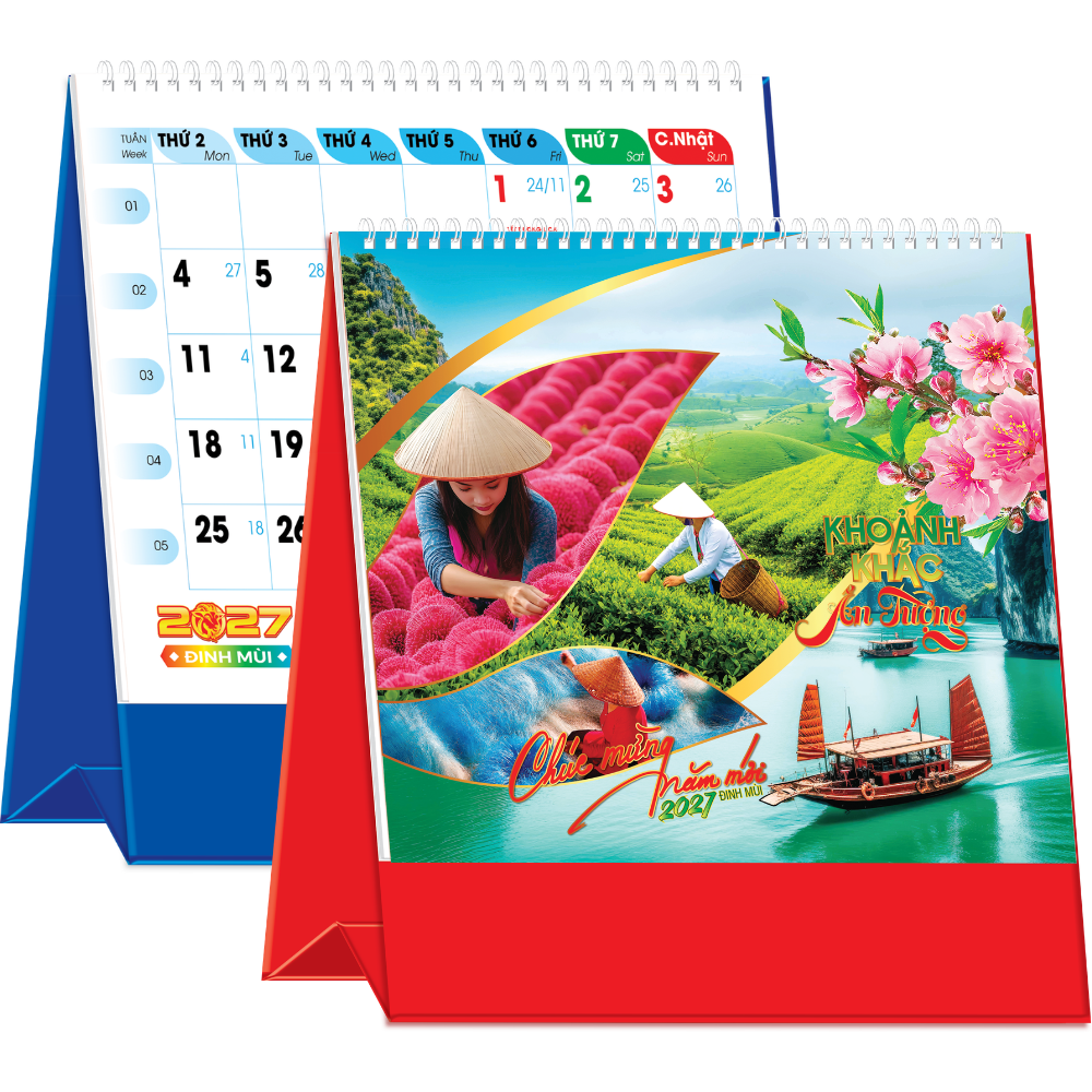 Lịch Để B&agrave;n 2027 (19x17 cm) - Khoảnh Khắc Ấn Tượng - Mẫu NSKV220