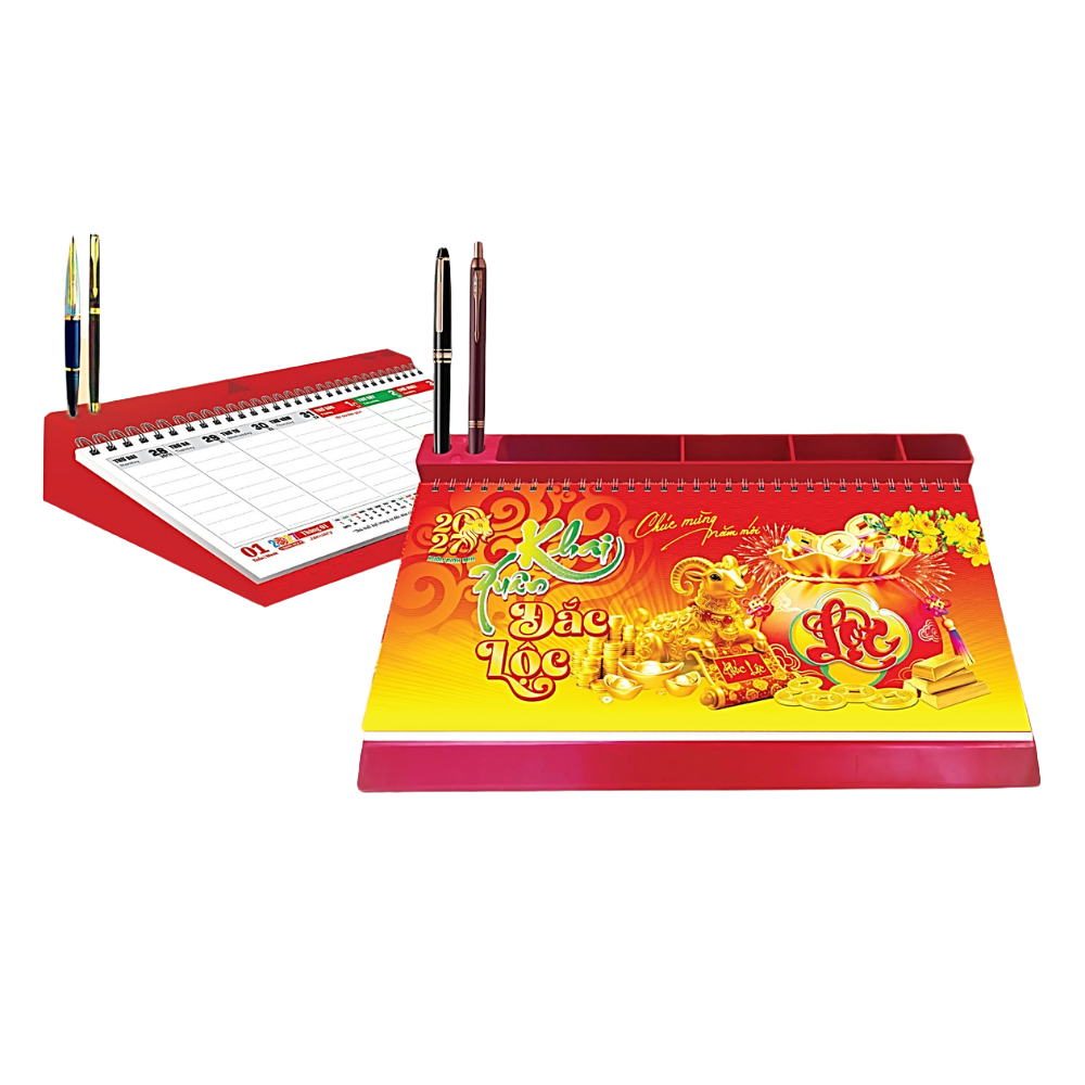 Lịch B&agrave;n 53 Tuần 2027 Đế Nhựa (28x13 cm) - Khai T&agrave;i Đắc Lộc - Mẫu NSKV224