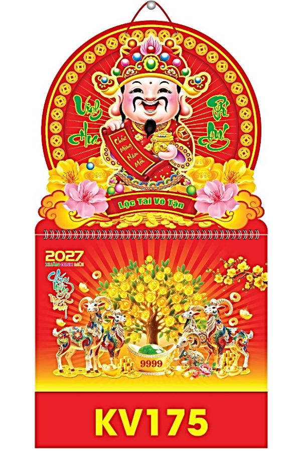 B&igrave;a Lịch L&ograve; Xo Giữa 2027 - Bộ Số Bế Nổi 37x70cm (Gắn Bloc) - Mẫu NSKV168-175