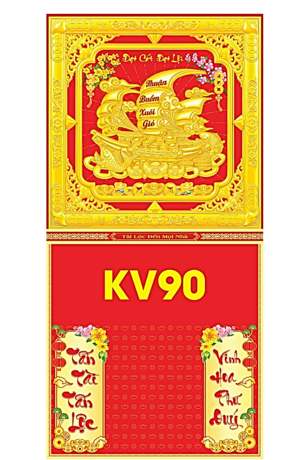 B&igrave;a Gấp 35x72cm Khung V&agrave;ng D&aacute;n Chữ Nổi 3D 2027 (Gắn Bloc) - Mẫu NSKV90-95