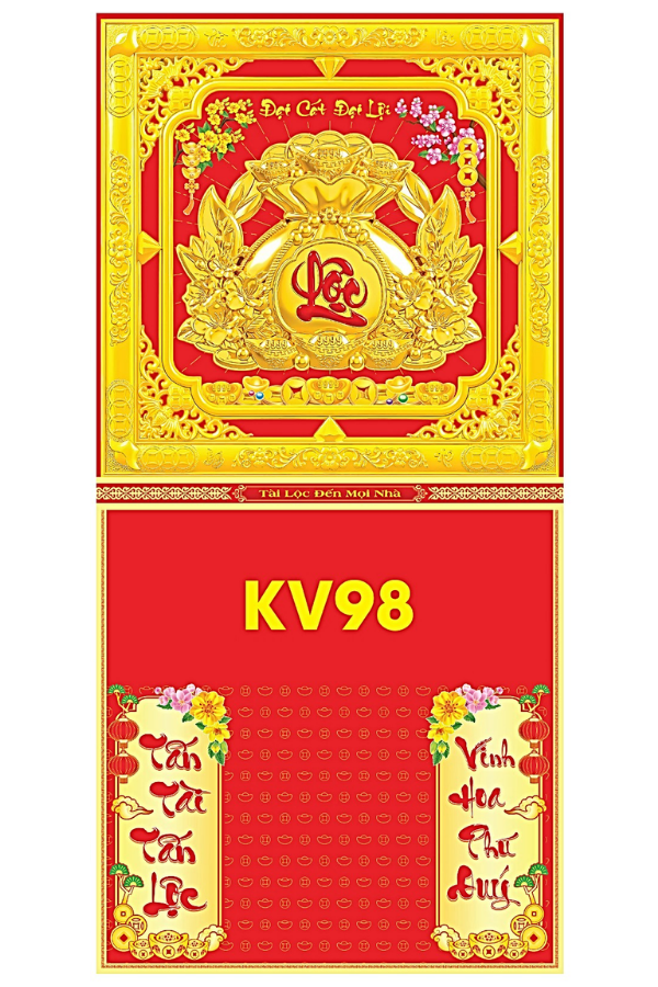 B&igrave;a Gấp 35x72cm Khung V&agrave;ng D&aacute;n Chữ Nổi 3D 2027 (Gắn Bloc) - Mẫu NSKV96-100
