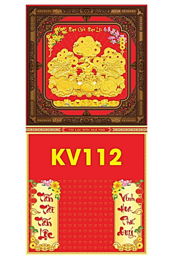 B&igrave;a Gấp 35x63cm Khung V&agrave;ng D&aacute;n Chữ Nổi 3D 2027 (Gắn Bloc) - Mẫu NSKV112-117