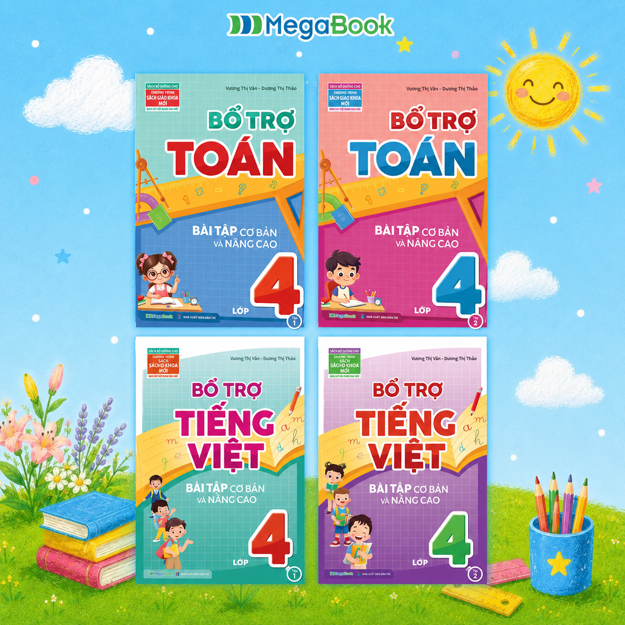 Combo Bổ Trợ To&aacute;n - Tiếng Việt B&agrave;i Tập Cơ Bản V&agrave; N&acirc;ng Cao Lớp 4 (4 Cuốn)