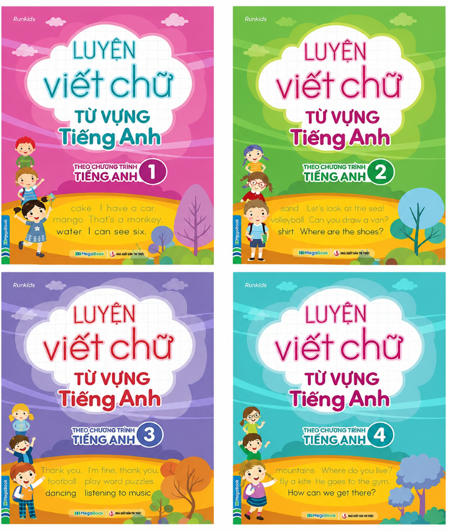 Combo Luyện Viết Chữ Từ Vựng Tiếng Anh - Theo Chương Tr&igrave;nh Tiếng Anh Lớp 1,2,3,4