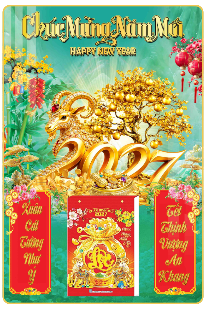48 Mẫu D&agrave;nh Cho Tiệm V&agrave;ng - Lịch Treo Tường Laminate Tr&aacute;ng Gương 2027 (40x60 cm)