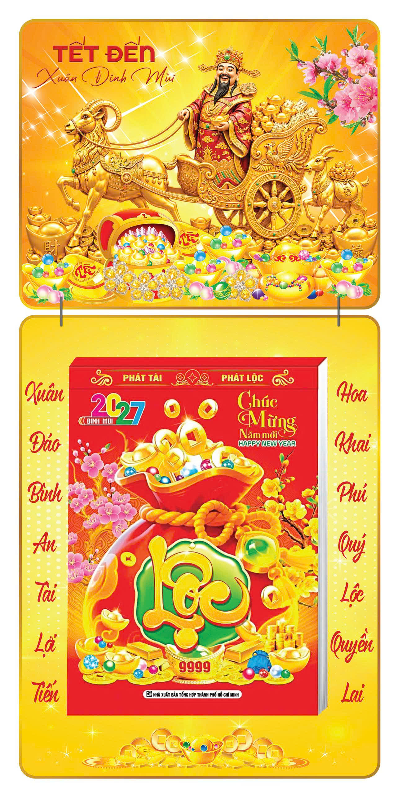 Lịch Bloc 2027 (25x35 cm) T&agrave;i Thần Tống Bảo Trọn Bộ Đầu Treo Laminate