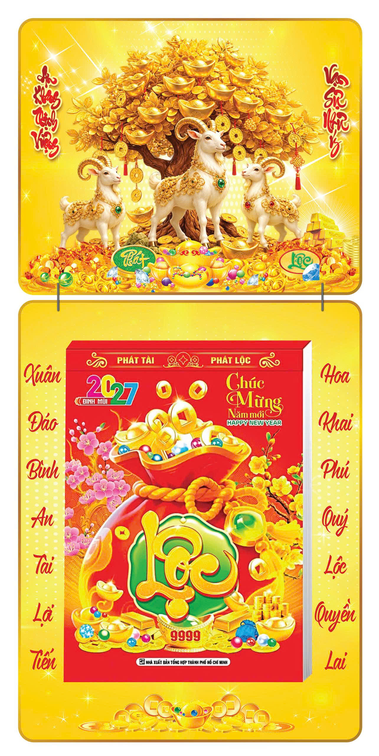 Lịch Bloc 2027 (25x35 cm) Tam Dương Kim Tiền Trọn Bộ Đầu Treo Laminate