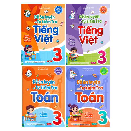 Combo Đề &Ocirc;n Luyện V&agrave; Tự Kiểm Tra To&aacute;n + Tiếng Việt Lớp 3 (Bộ 4 Cuốn)
